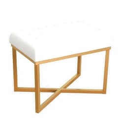 Homepop Home Decor | Upholstered Tufted Velvet Ottoman Bench | Ottoman Bench for Living Room & Bedroom, White 24 inches wide x 16 inches deep