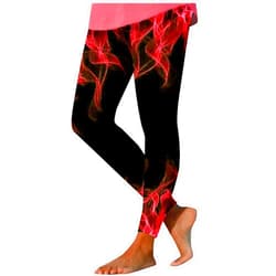 Bawilom Workout Yoga Pants for Women Stretch Leggings Flame Print Tummy Control Compression Tights High Waisted Gym Trousers
