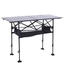ALPHA CAMP Camping Table Outdoor Portable Table with Storage Adjustable Aluminum Table for Grill Travel Table Outdoor Picnic,Beach,BBQ,Backyards