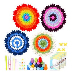 LVIITIS The Beginners Crochet Kit with Yarn, Crochet Starter Kit for Adult with Step-by-Step Video Tutorials,-The Flower Coaster