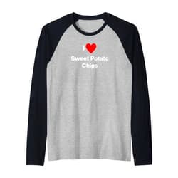 SIB Potato Chip Tees I love Sweet Potato Chips - with a red heart Raglan Baseball Tee
