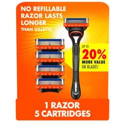 Gillette Fusion5 Razor for Men, 1 Gillette Razor Handle, 5 Razor Blade Refills, with Lubrastrip, for a Close Shave