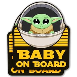 Bluement Designs Super Cute 2 Pack Baby Yoda On Board 5x4 – Vinyl Decal Stickers for Car, Refrigerator, Luggage, Vehicle, Window, Bumper, Laptop, MacBook