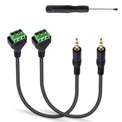 Poyiccot 3.5mm Screw Terminal Adapter Cable, 2Pack 3.5mm(1/8inch) Stereo Audio Balanced Male Jack to AV 3-Screw Video Balun Terminal Adapter Connector Cable (30cm)