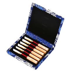Tbest Oboe Case,Protect Against Moisture Wooden + Silk Cloth Cover Case Holder Storage Box for 6pcs Oboe Reeds Maple Wooden