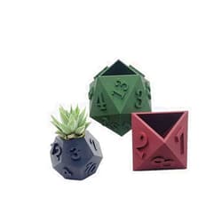 Mifebshe Set of 3,Cactus Flower Pot Dice Succulent Planter D20, D12 and D8 Dice - 3D Printed Plant Pot for Tabletop RPG Gamers