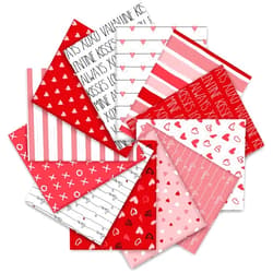 JarThenaAMCS 12Pcs Valentine Cotton Fabric Bundles 18 x 22 Inch Red Pink White Love Heart Fat Quarters Romantic Sewing Fabrics for DIY Craft Party Decor