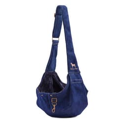 Noah & Paw Dog Sling Carrier for Small Medium Dogs & Puppies, Dog Carrier with Adjustable Padded Strap, Premium Denim, Insulated with Soft Breathable Fur, Double Safety Feature, Machine Washable