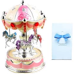 PENG Carousel Machine Music Box Vintage Hand-Cranked-Mechanism Classical Musical Mini Retro Table Desk Decoration