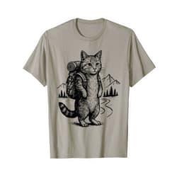 Hiking Cat Backpacking Wildlife Adventure Funny Outdoor Tee Hiking Cat Backpacking Animals T-Shirt