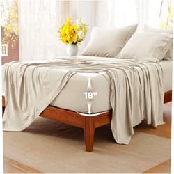 Bedsure Deep Pocket Queen Sheets - 6 Piece, Prewashed Ultra-Soft Queen Sheet Set, Fits Mattresses Up to 18 Inches Thick, Breathable & Secure Fit, Hotel Luxury Bedding, Linen