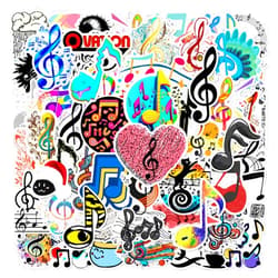 MAQIYI 60Pcs Music Sticker for Water Bottles Vinyl Musical Note Stickers Waterproof Music Stickers for Laptop Guitar Hydroflask Scrapbooking Journaling (Musical Note)