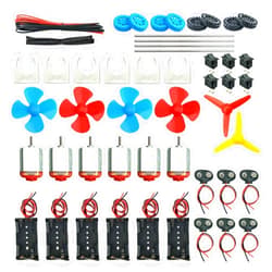 EUDAX 6 Set DC Motors Kit, Mini Electric Hobby Motor 3V -12V 25000 RPM Strong Magnetic with Shaft Propeller, 2 x AA Battery Holder,9V Battery Clip Connector,Plastic Wheels for DIY Science Projects