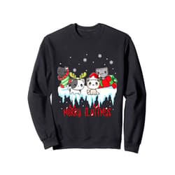 Merry Fluffmas Cat Christmas Gift - DressedForDuty Merry Fluffmas Cat Christmas Funny Santa Xmas Reindeer Gift Sweatshirt