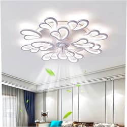 ZCYOU LED Ceiling Fan with Lamp, Adjustable Wind Speed, Living Room Office Chandelier Fan Lighting 88cm / 120W, Modern Spiral Ring Type Dimmable Fan Ceiling Light [Energy Class A ++]