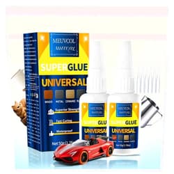 Meuvcol Super Glue All Purpose 100g - Instant & Waterproof Superglue for Plastic, Ceramic, Wood, Shoe, Glass, Leather, Rubber, Shoe Ca Glue - Strong & Clear Liquid Cyanoacrylate Adhesive, 6 Nozzles
