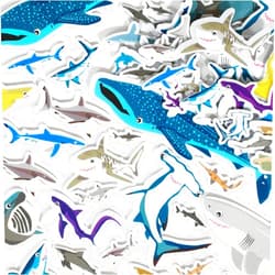 READY 2 LEARN Foam Stickers - Sharks - Pack of 132 - Self-Adhesive Stickers for Kids - 3D Cute Shark Stickers for Laptops, Party Favors and Crafts