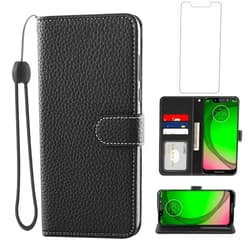 Asuwish Phone Case for Moto G7 Play/MotoG7 Optimo XT1952DL/Tmobile Revvlry with Screen Protector and Wallet Cover Card Holder Slot Stand Motorola G7Plus Moto7 XT1962-1 G 7 7G Tmobile Revvlry+ Black