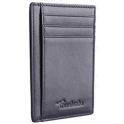 Travelambo Front Pocket Minimalist Leather Slim Wallet RFID Blocking Medium Size