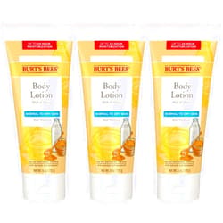 Burt's Bees, Body Lotion with Milk and Honey, Moisturizing Lotion for Normal to Dry Skin, 98.6% Natural Origin Skin Care, 6 oz Bottle (3-Pack)