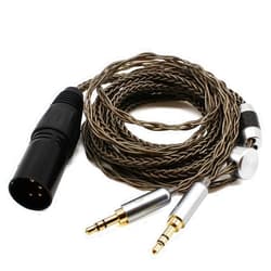 Youkamoo 4 Pin XLR Balanced 8 Core Braided Silver Plated Audio Replacement Cable Compatible for Hifiman HE4XX, HE-400i Headphones (2 x 3.5mm Version)