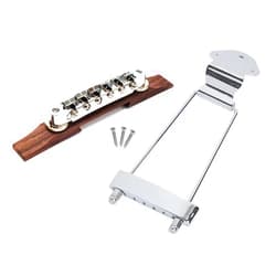Jiayouy Archtop Guitar Bridge Rosewood 6 String Bridge & Tailpiece Trapeze for Jazz Archtop Electric Guitars Accessory 2Pcs