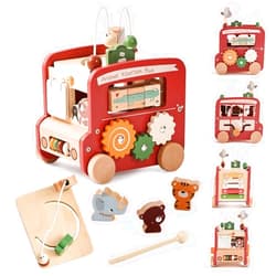 EERKEOD Wooden Activity Cubes for Toddlers Montessori Toys for Boys Girls Educational Learning Toys for Kids Wooden Toys for First Birthday Gift