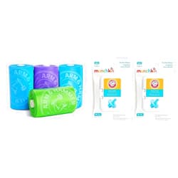 Munchkin® Arm & Hammer Diaper Bag Refills, 4 Pack, 48 Bags & Arm & Hammer Pacifier Wipes - Safely Cleans Baby and Toddler Essentials, 2 Pack, 72 Wipes