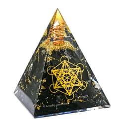 Amazing Gemstone Organite Orgone Pyramid Extra Large 105 MM - Metatron Cube Orgone Energy Pyramid with Black Tourmaline Crystals and Healing Stone - Orgonite Pyramids Crystals and Positive Energy