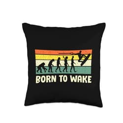 PeeKay Apparel – Sports Vintage Evolution-Retro Wakeboard Lover Throw Pillow, 16x16, Multicolor