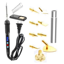 RETUXEP 12PCS 3D Printing Accessories Smoothing Tool Kit, 3D Printing Modify Finishing Tool Soldering Welding Iron Kit 1Pcs Soldering Iron with 9Pcs Brass Trimming Head 1Pcs Connector