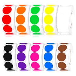 Epakh 10000 Pieces 1 Inch Round Color Coding Labels Stickers Roll Adhesive Assorted Colored Dot Stickers Solid Colors Circle Stickers for Inventory Organize, File Classification, 10 Colors