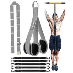 M MANUEKLEAR MANUEKLEAR Heavy Duty Resistance Bands for Pull Ups, Pull Up Assistance Bands with Scale Tracking Feature, Adjustable Pull Up Assist Band with Five 50-Pound Pull Up Bands and Fabric Feet/Knee Rest