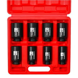 CASOMAN 1/2-Inch Drive Deep Spindle Axle Nut Impact Socket Set, 6 Point, CR-MO, SAE, 1