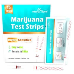 Easy@Home Marijuana Test Strips, 15 Pack Highly Sensitive THC Tests for Home Use, Drug Test Kit Marijuana Urine Screen Test, at Home THC Drug Test with Cut-off Level 50ng/mL, THC Test Strip #ESTH-115