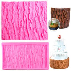 Fewo Set of 2 Tree Bark Cake Fondant Mold Tree Stump Fondant Impression Texture Mat Wedding Lumberjack Cake Border Decorating Tool Chocolate Gumpaste Pastry Cake Mold