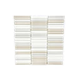 BUILDMYPLACE.COM BuildMyplace 2 × 6 Inch 10 Sheet Element Natural Blend Stacked Glossy Glass Mosaic Interlocking Tiles for Indoor, Kitchen, Backsplash, Living Room, Bathroom Wall, Accent Wall, Swimming Pool
