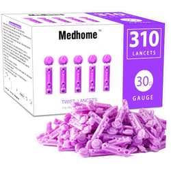 Medhome blood Lancets, Single use, 30 Gauge Twist top Lancets for Diabetes Testing, Fits Most Lancing Devices for Blood Sugar Kit and Glucose Meter - 310 Count per box - Purple