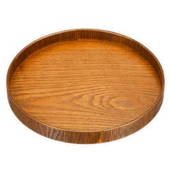 PATIKIL Wood Serving Tray 8 Inch, Round Decorative Platter for Home Decor Kitchen Table Candle Holder, Brown