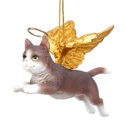 Design Toscano ANGEL CAT ORNAMENT-GREY TABBY