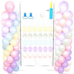 Naozinebi 2 Sets Pastel Balloon Column Stand Kit with 100 Balloons Spring Mother's Day Adjustable Balloon Tower Stand with Bases for Floor Macaron Column for Graduation Birthday Rainbow Party Wedding Decor