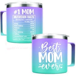 SANDJEST Mom Tumbler 14oz Insulated Coffee Mug with Handle Best Mom Ever Gift Mother Stainless Steel Travel Mug Gifts for Moms Mama Mother Birthday Christmas Valentines