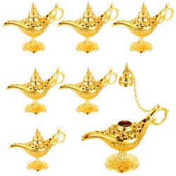 Hoolerry 6 Pieces Magic Lamp Halloween Vintage Legend Lamp Wishing Light Costume Lamp Classic Costume Props Lamp Tabletop Decoration for Arabian Costume Props Home Party Birthday Wedding Delicate Gift (Gold)