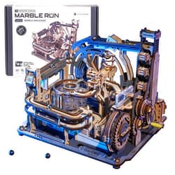 RoWood 3D Puzzles for Adults,Marble Spaceport LGC01 Model Kits,Marble Run Wooden Puzzles for Adults,Wooden Model Kits,Creative Gifts for Adults&Teens
