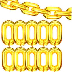 Gejoy 24 Pieces Chain Balloons 16 Inch Foil 90s Balloons Hip Hop Party Decorations Jumbo Chain Link Balloons for 80s 90s Hip Hop Retro Theme Birthdays Graduations Weddings Arch Supplies (Gold)