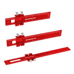 Violetfox Woodworking Ruler, Violetfox 6/8/12 Inch Precision Pocket Metal Slide Rule Inch and Metric T-Type Scribing Ruler T Track Ruler Marking Measuring Ruler with Slide Stops