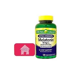 STS Home Spring Valley Melatonin 10 mg with Lemon Balm Extra Strength, Sleep Support - 120 Tablets + STS Fridge Magnet.