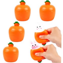 Aunifun 4 Pack Stress Balls Bunny Squeeze Ball Carrot Rabbit Stress Toy Sensory Fidget Pressure Toys for ADD ADHD OCD