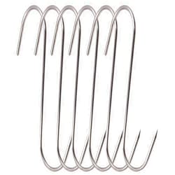 RJWKAZ Meat Hooks S-Hooks Stainless Steel Poultry Hook Butcher Hook Hanging Drying BBQ Grill Cooking Smoker Hook Tool (6.7 Inch-6 Pack)