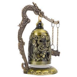 Generic Ornament Feng Shui Bell 14×8×8 Vintage Small Carved Bronze Dragon Lock Bell Arts Crafts Collectibles Ornaments Desk Decor